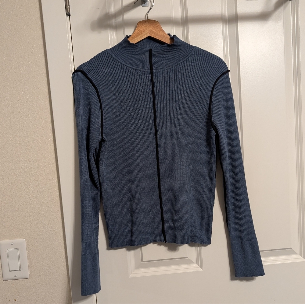 T Tahari Center Seam Mockneck Sweater
